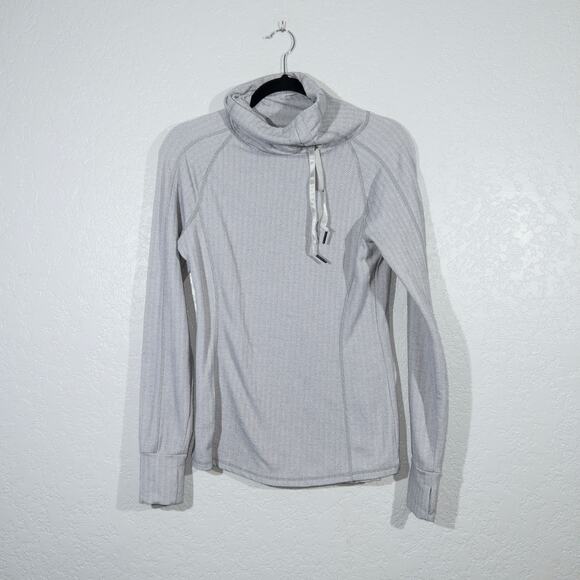 Kyodan Gray & White Herringbone Mock Neck Sweater Size Small - Picture 1 of 6